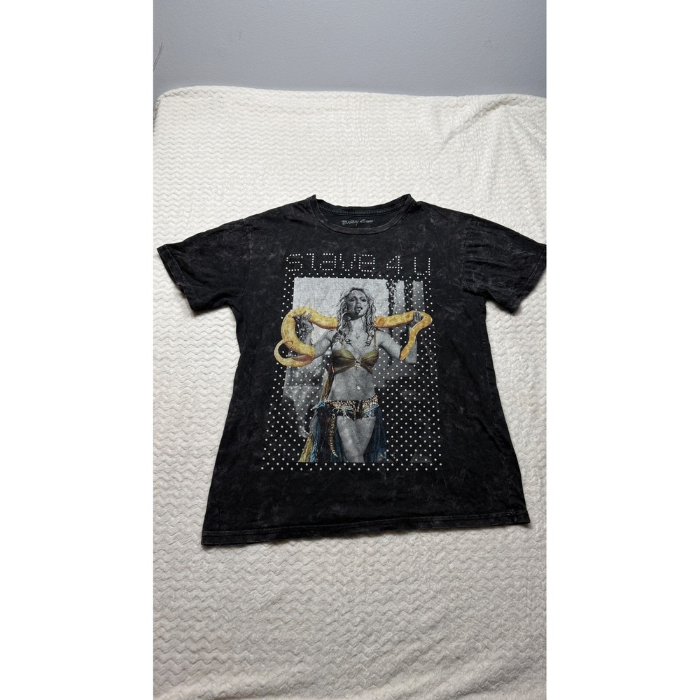 Britney Spears Slave 4 U Graphic T-Shirt Black Mineral Wash Large RN102050